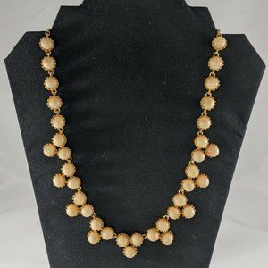 Ann Taylor Cream Swirl Marbled Ball Cluster Beads Gold Tone Necklace Adjustable